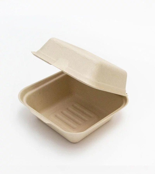 Коробка для бенто-торта и моти из сахарного тростника ГЛАДКАЯ, крафт, 150*150*80 мм