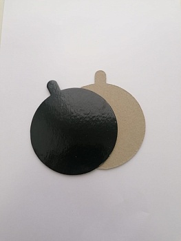 Подложка с держателем (сольерка) КРУГ 90 мм, односторонняя черная, 1 шт