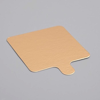 Подложка с держателем (сольерка) КВАДРАТ 75*75 мм, золото/серебро, 1 шт