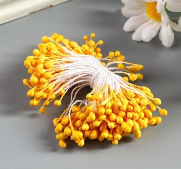 Тычинки "Капельки тёмно-жёлтые" длина 6 см, 10 шт