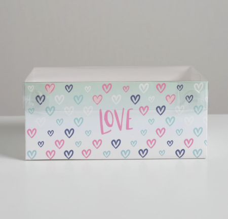 Коробка для 6 капкейков с пластиковой крышкой «Love»