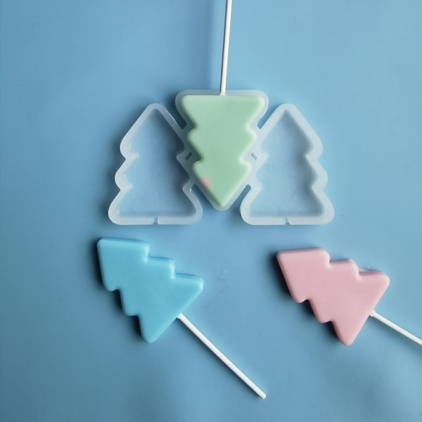 Силиконовая форма для леденцов "Елочки 3 в 1"