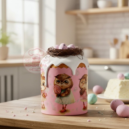 Форма бумажная для кулича на 300 гр Совушки, d110*85 мм