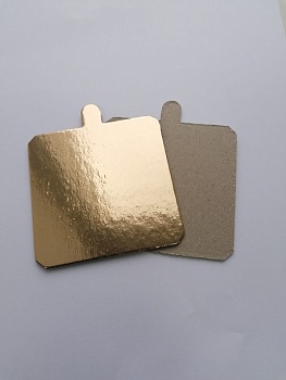 Подложка с держателем (сольерка) КВАДРАТ 80*80 мм, односторонняя золото, 1 шт