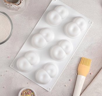 Форма для муссовых десертов и выпечки Доляна «Вишенки», 29,8×17,2×4,2 см, 6 ячеек, 8×5 см