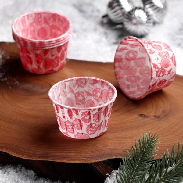 Капсула бумажная Маффин d50*40 мм, Елочные игрушки, 1 шт