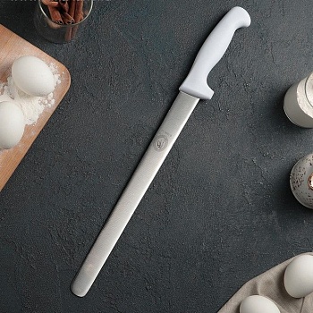Нож для бисквита, ровный край, ручка пластик, рабочая поверхность 30 см