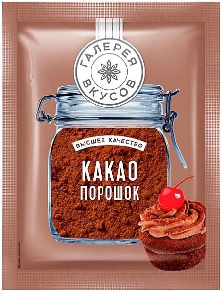 Какао-порошок с пониженным содержанием жира, Галерея вкусов, Россия, 100 гр
